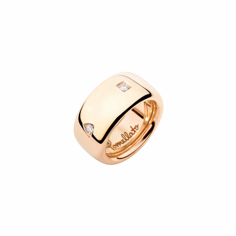 Bague Pomellato Iconica Medium-Large en or rose avec 5 diamants blancs