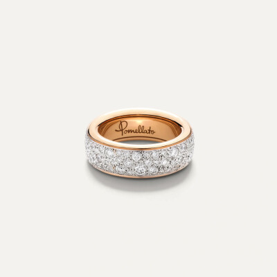 Bague Pomellato Iconica Slim en or rose pavée de diamants blancs