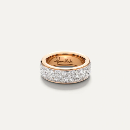 Pomellato Iconica Slim ring in pink gold paved with white diamonds