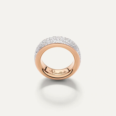 Pomellato Iconica Slim ring in pink gold paved with white diamonds