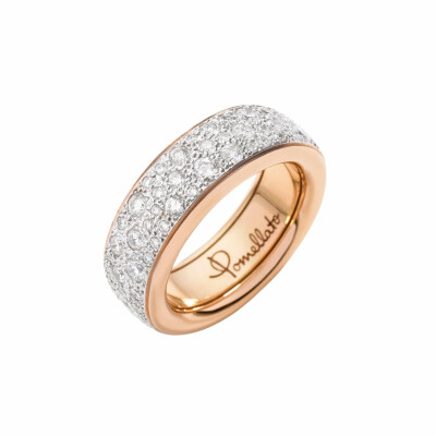 Bague Pomellato Iconica Slim en or rose pavée de diamants blancs