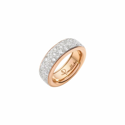 Bague Pomellato Iconica Slim en or rose pavée de diamants blancs