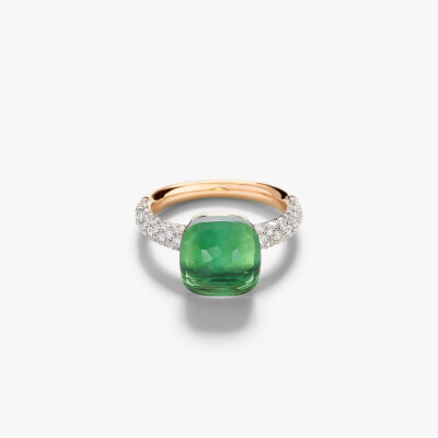 Bague Pomellato Nudo Classic en or rose, or blanc, prasiolite, agate et diamants