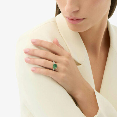 Bague Pomellato Nudo Classic en or rose, or blanc, prasiolite, agate et diamants