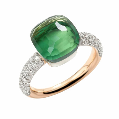 Bague Pomellato Nudo Classic en or rose, or blanc, prasiolite, agate et diamants