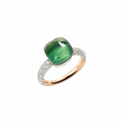 Bague Pomellato Nudo Classic en or rose, or blanc, prasiolite, agate et diamants