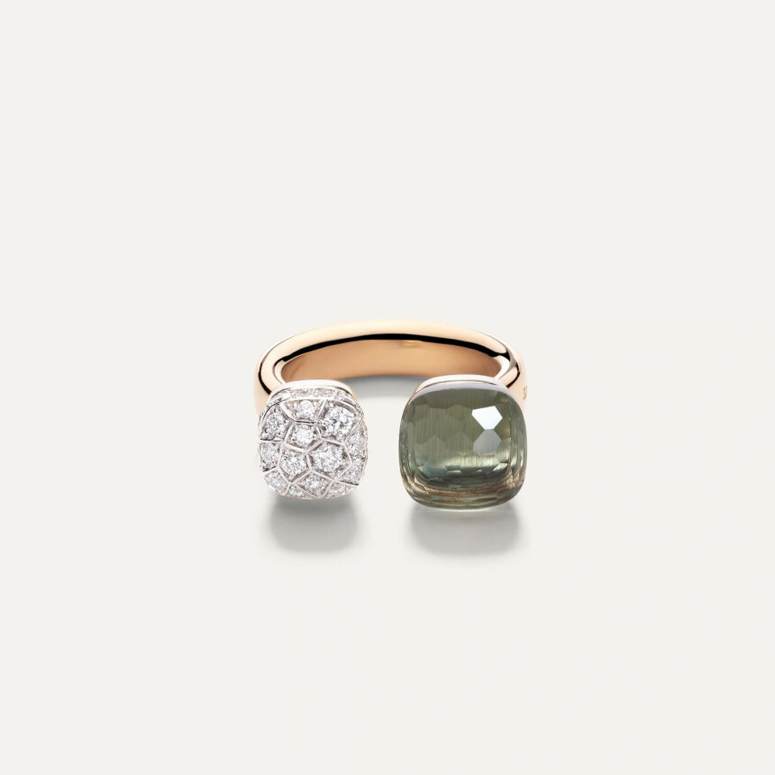 Pomellato Nudo ring in rose gold, diamond and Prasiolite