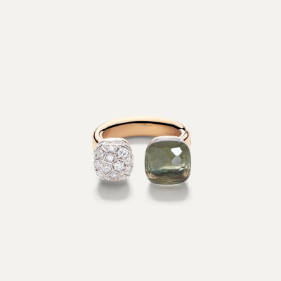 Bague Pomellato Nudo en or rose, diamant et Prasiolite