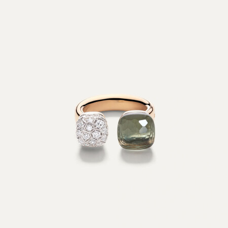 Pomellato Nudo ring in rose gold, diamond and Prasiolite