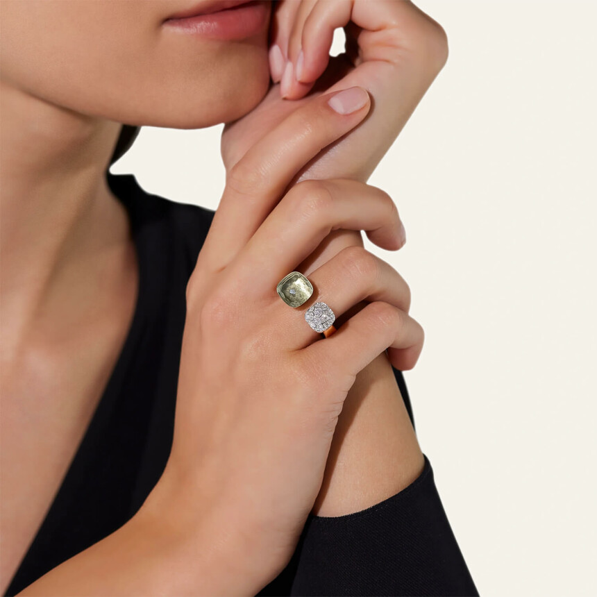 Pomellato Nudo ring in rose gold, diamond and Prasiolite