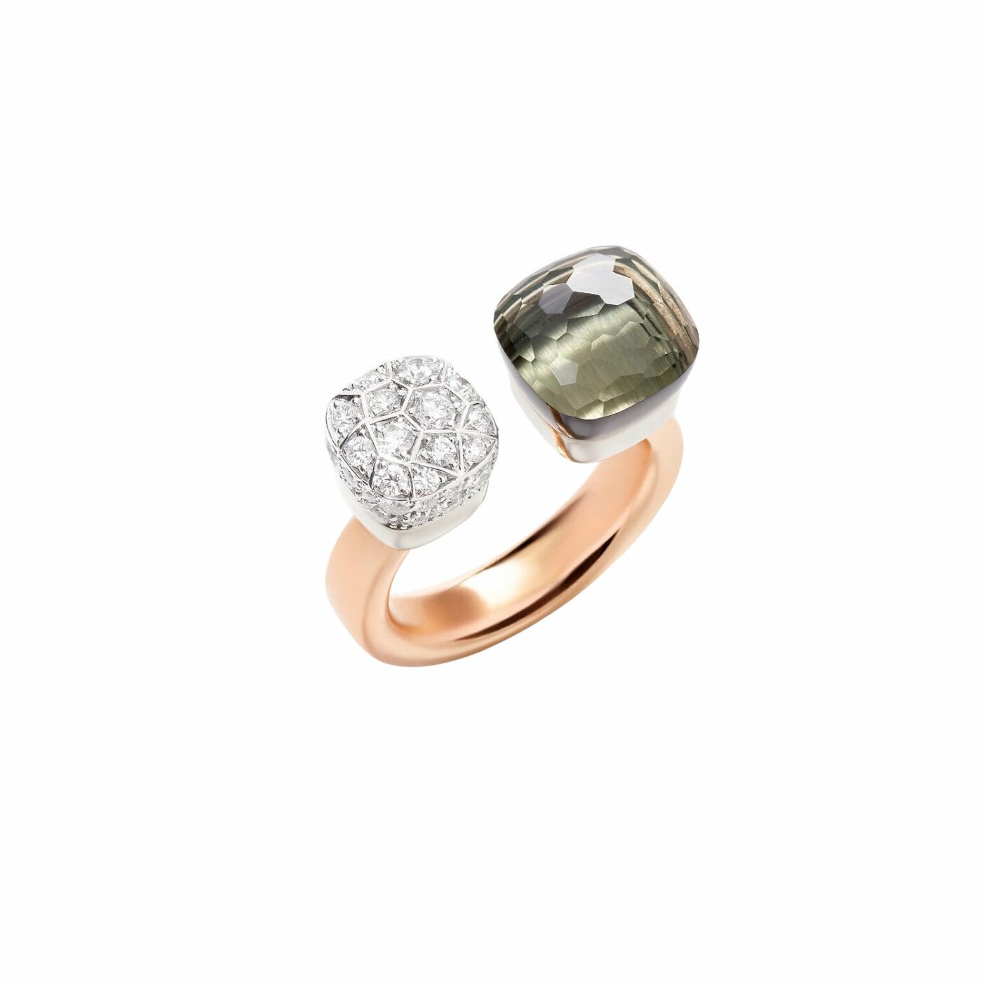 Bague Pomellato Nudo en or rose, diamant et Prasiolite