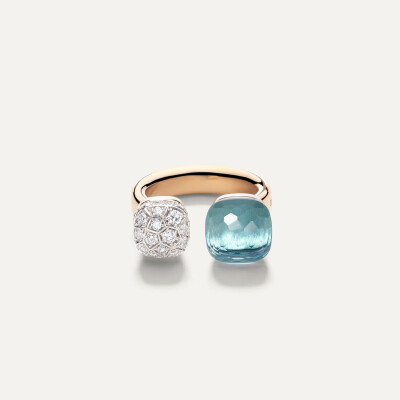 Bague Pomellato Nudo en or rose, diamant et Topaze bleue