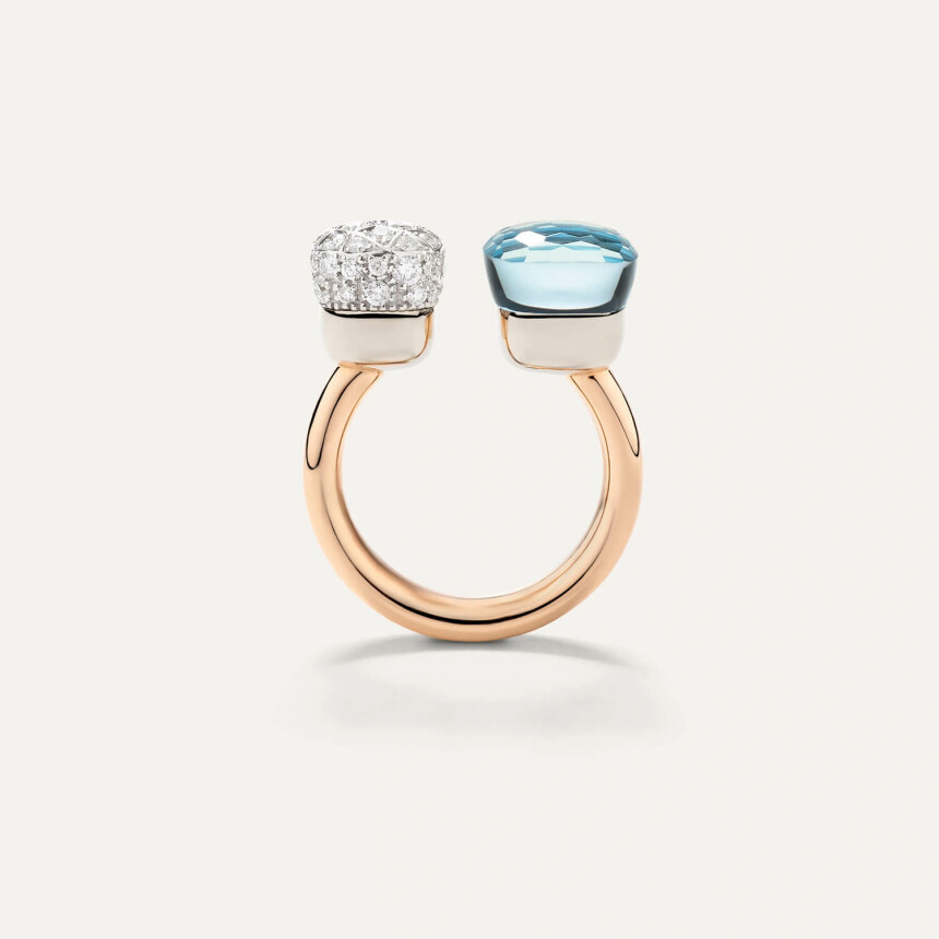 Pomellato Nudo ring in rose gold, diamond and blue Topaz