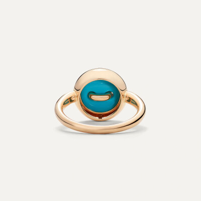 Bague Pomellato Pom pom Dot réversible en or rose, turquoise et diamants