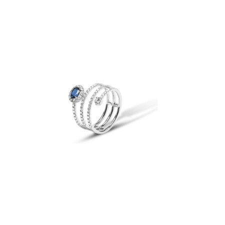 Bague Raynal Spirale en or blanc, diamants et saphir