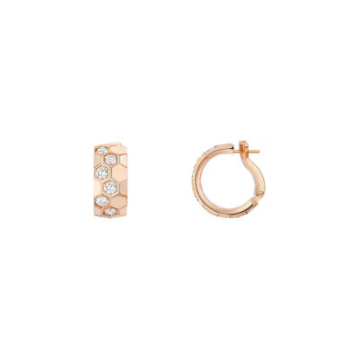 Boucles d'oreilles créoles Chaumet Bee de Chaumet en or rose et diamants