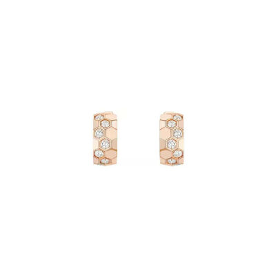 Boucles d'oreilles créoles Chaumet Bee de Chaumet en or rose et diamants