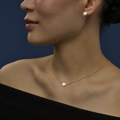 Mono boucle d'oreille Chopard My Happy Hearts en or rose et opale rose