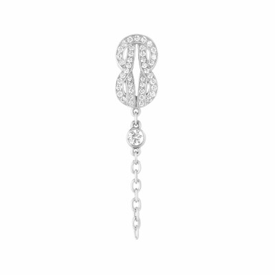 Mono boucle d'oreille FRED Chance Infinie en or blanc sertie de diamants