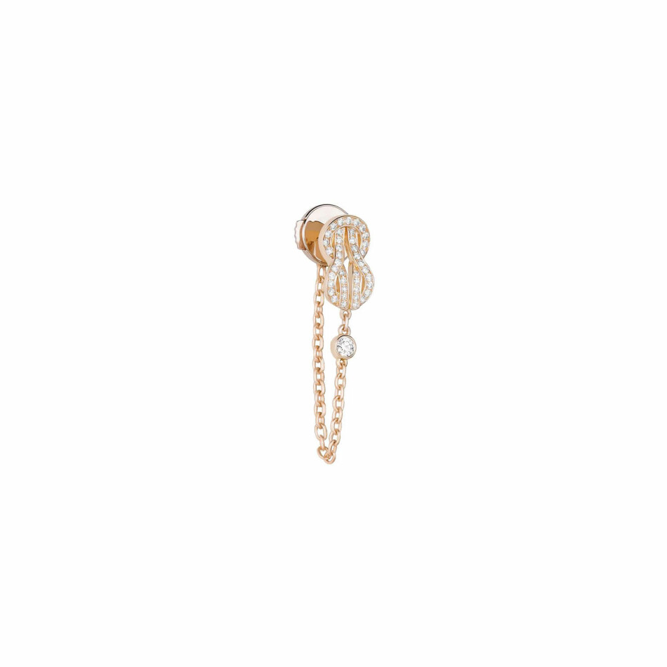 Mono boucle d'oreille FRED Chance Infinie en or rose sertie de diamants