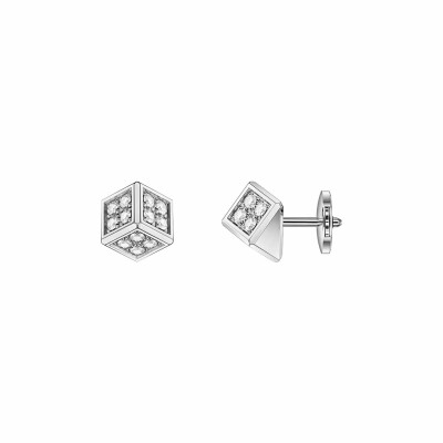 Boucles d'oreilles Chopard Ice Cube be Cube en or blanc et diamants