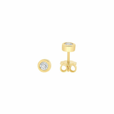 Boucles d'oreilles Antonello Portofino "Grand et Rond" en or jaune et diamant