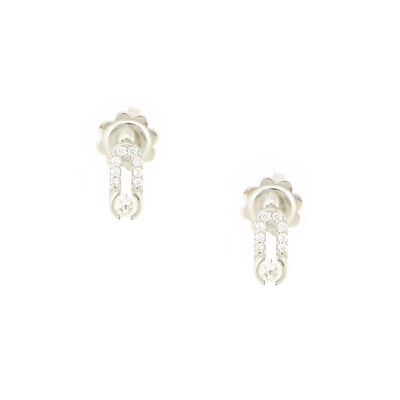 Boucles d'oreilles Antonello Portofino "Petit et Rond" en or blanc et diamants