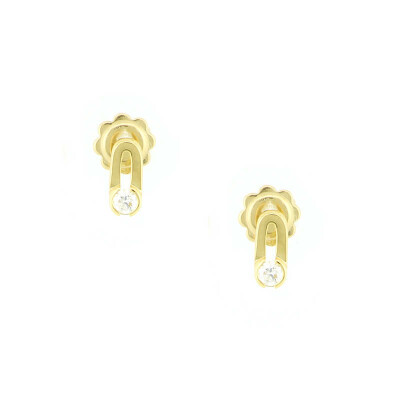 Boucles d'oreilles Antonello Portofino "Petit et Rond" en or jaune et diamants