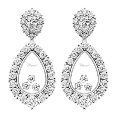 Boucles d'oreilles Chopard Happy Diamonds Joaillerie en or blanc et diamants