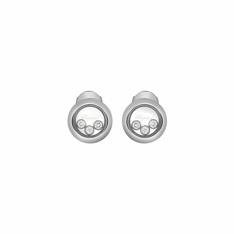 Boucles d'oreilles Chopard Happy Diamonds Icons en or blanc et diamants