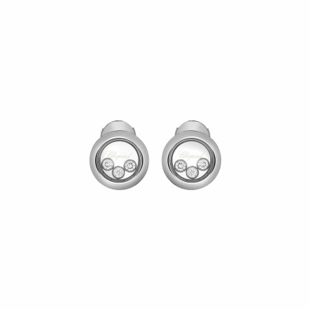 Boucles d'oreilles Chopard Happy Diamonds Icons en or blanc et diamants