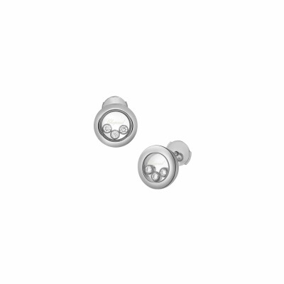 Boucles d'oreilles Chopard Happy Diamonds Icons en or blanc et diamants