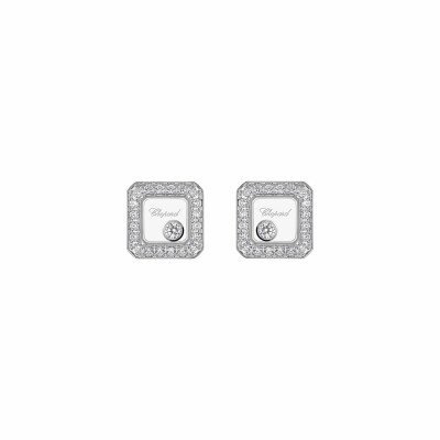 Boucles d'oreilles Chopard Happy Diamonds Icons en or blanc et diamants
