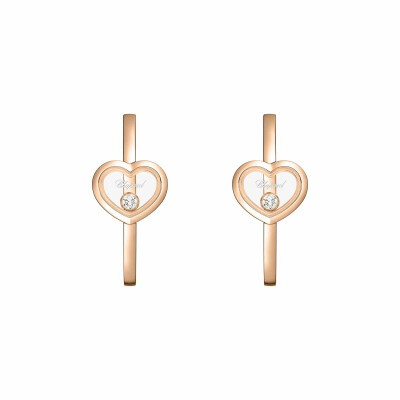 Boucles d'oreilles créoles Chopard Happy Diamonds Icons en or rose et diamants