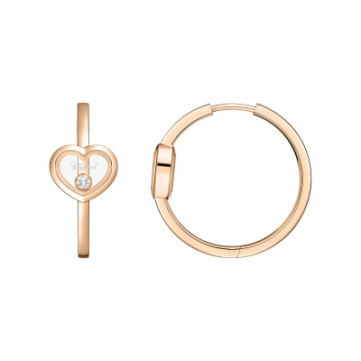 Boucles d'oreilles créoles Chopard Happy Diamonds Icons en or rose et diamants