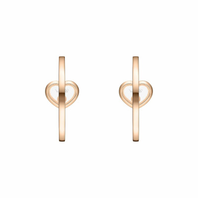 Boucles d'oreilles créoles Chopard Happy Diamonds Icons en or rose et diamants
