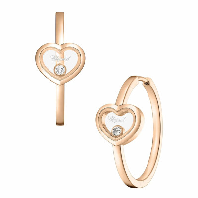 Boucles d'oreilles créoles Chopard Happy Diamonds Icons en or rose et diamants