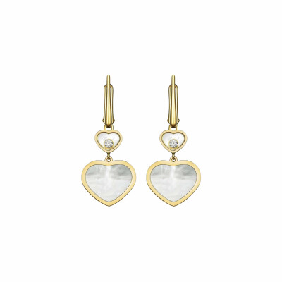 Chopard Happy Hearts earrings, yellow gold, mother of pearl and diamonds