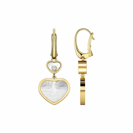 Boucles d'oreilles Chopard Happy Hearts en or jaune, nacre et diamants