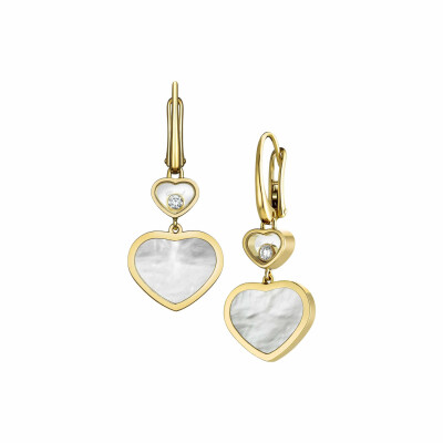 Chopard Happy Hearts earrings, yellow gold, mother of pearl and diamonds