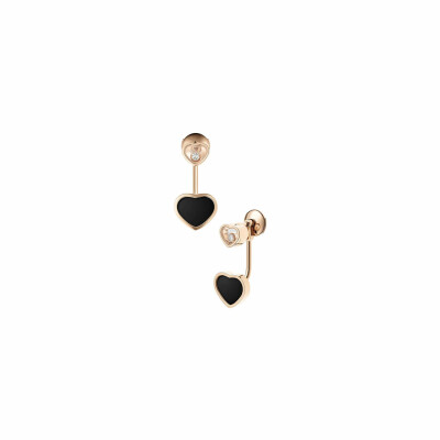 Chopard Happy Hearts earrings, rose gold, diamond and onyx