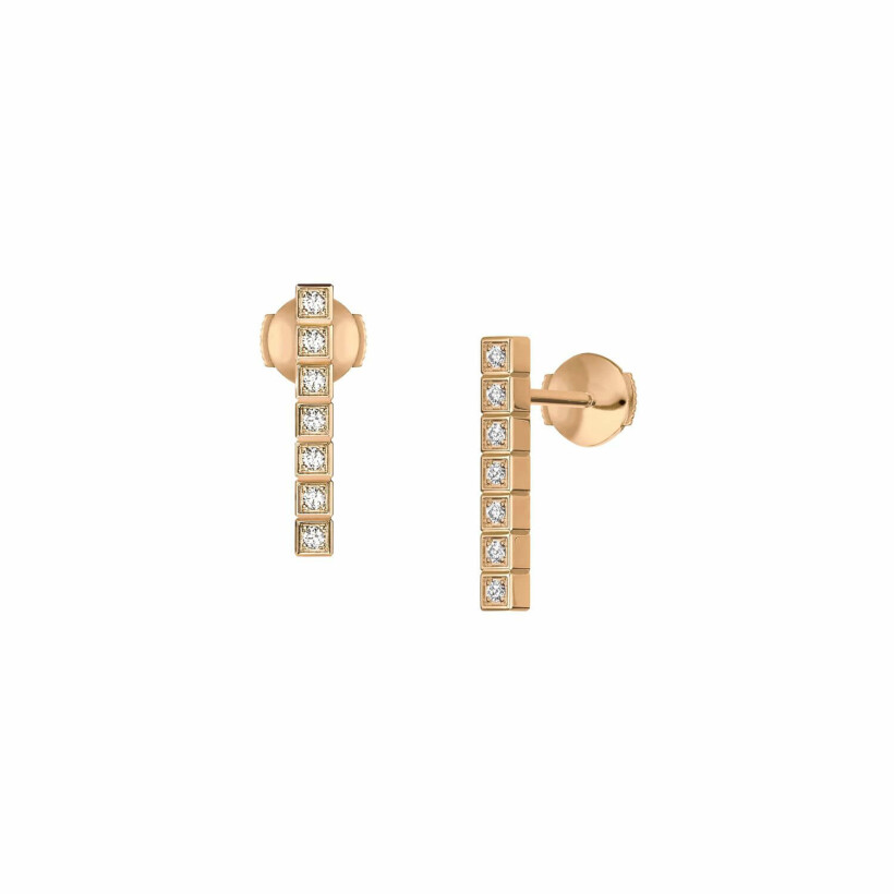 Boucles d'oreilles Chopard Ice Cube en or rose et diamants