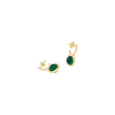 Boucle d'Oreilles D1928 Plongeoir, or jaune et Malachite