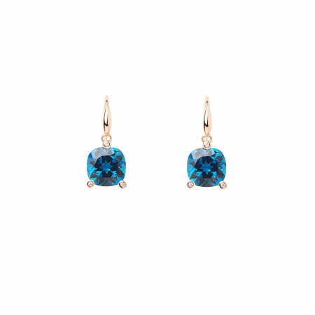 Boucles d'oreilles Poiray Filles Antik en or rose, diamants et topazes Blue London