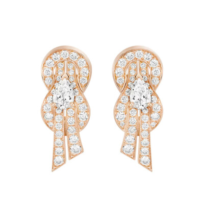 Boucles d'oreilles FRED Chance Infinie, moyen modèle, en or rose et diamants