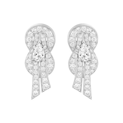 Boucles d'oreilles FRED Chance Infinie, moyen modèle, en or blanc et diamants