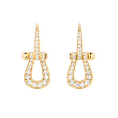 Boucles d'oreilles FRED Force 10 Moyen Modèle en or jaune et diamants