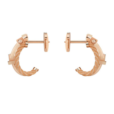 Boucles d'oreilles FRED Force 10 Rise Petit Modèle en or rose et diamants