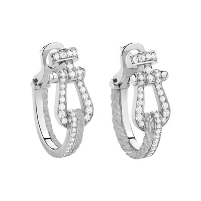 Boucles d'oreilles FRED Force 10 Rise en or blanc et diamants