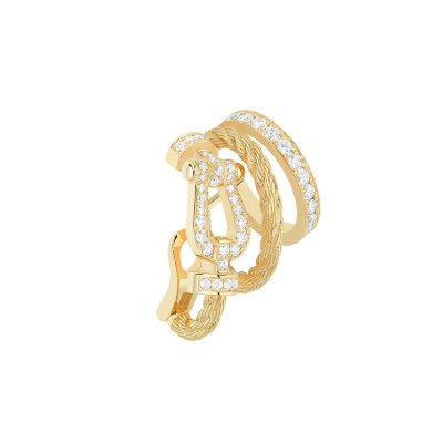 Mono Boucle d'oreille FRED Force 10 Rise en or jaune et diamants